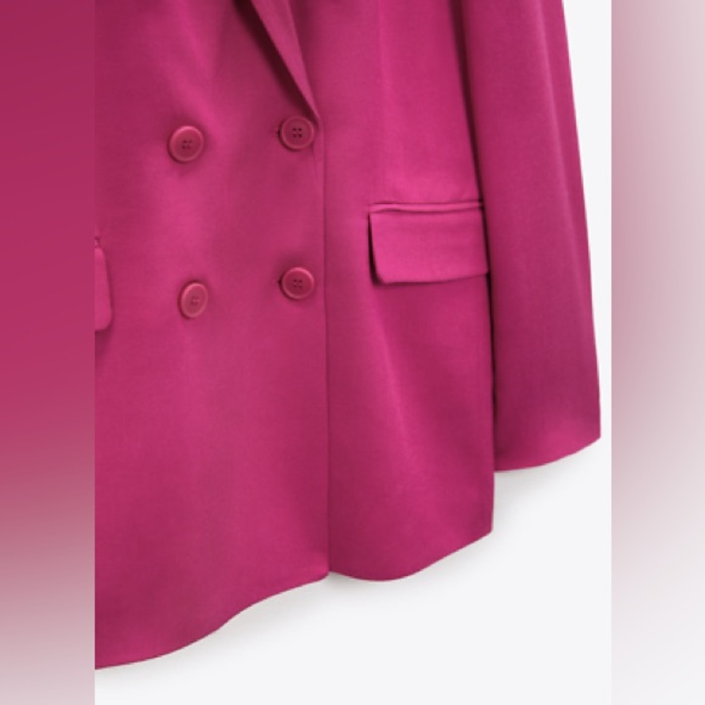 Zara Ss22 Fuchsia Flowy Buttoned Blazer - Picture 3 of 5